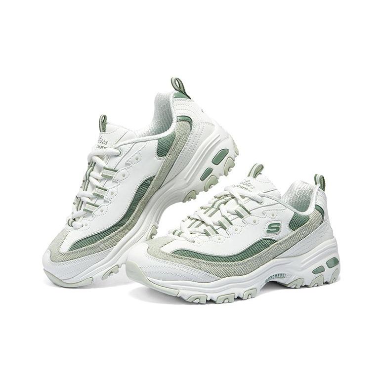 Skechers DLites 1.0 Panda Shoes Milk Tea Bear Mint Milk Jelly Comfortable Retro Thick Sole Increased Height Low Top Dad Shoes 896276-WMNT
