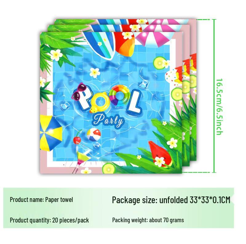 Kids Pool Party Theme Disposable Plates, Napkins & Cups Set