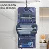 Space Saving Foldable Toiletry Bag with Clasp Waterproof Oxford Cloth Makeup Organizer Large Hanging Cosmetic Holder