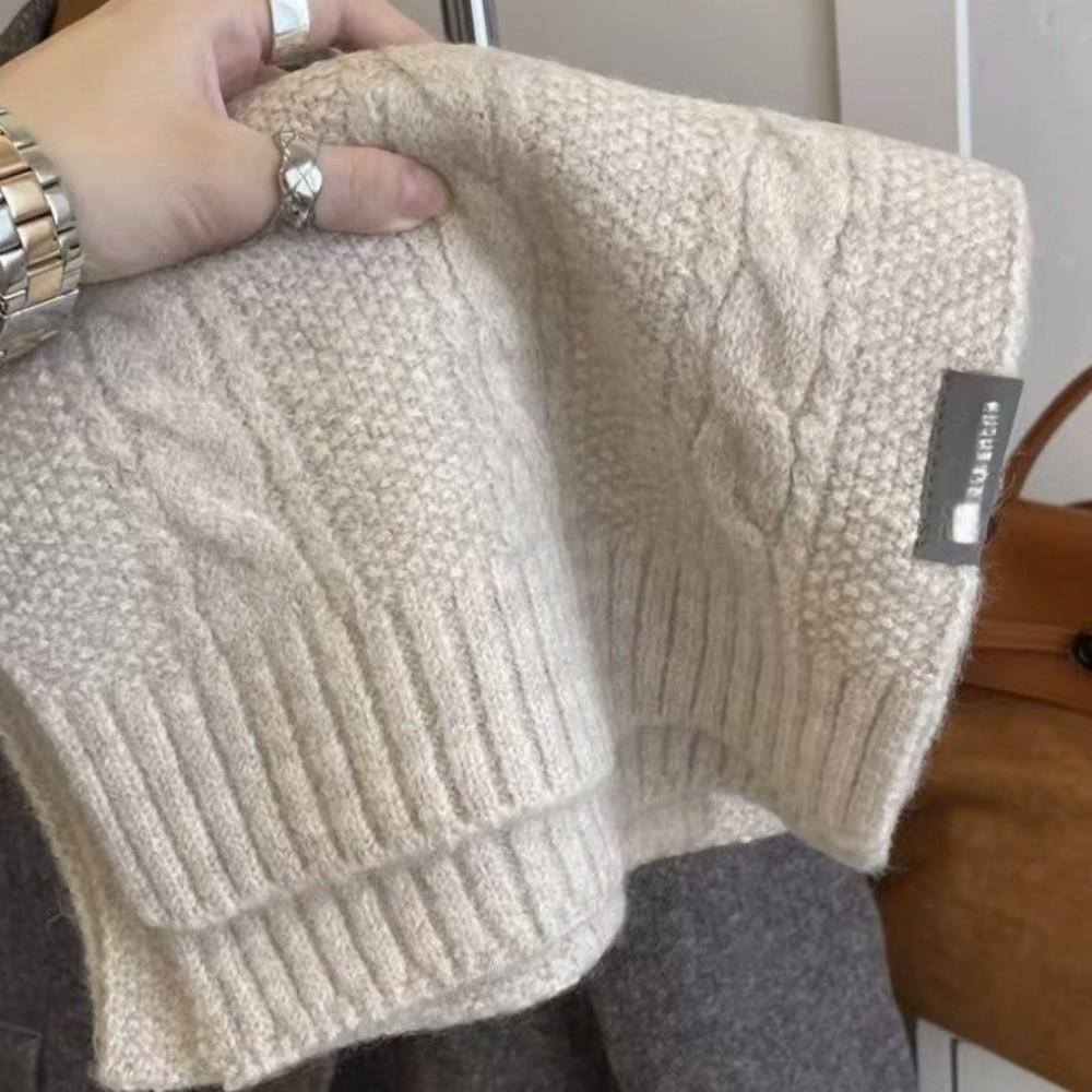 New Knitted Neck Warmer Windproof Warm Neckerchief Solid Color Versatile Knitted Scarf Skiing