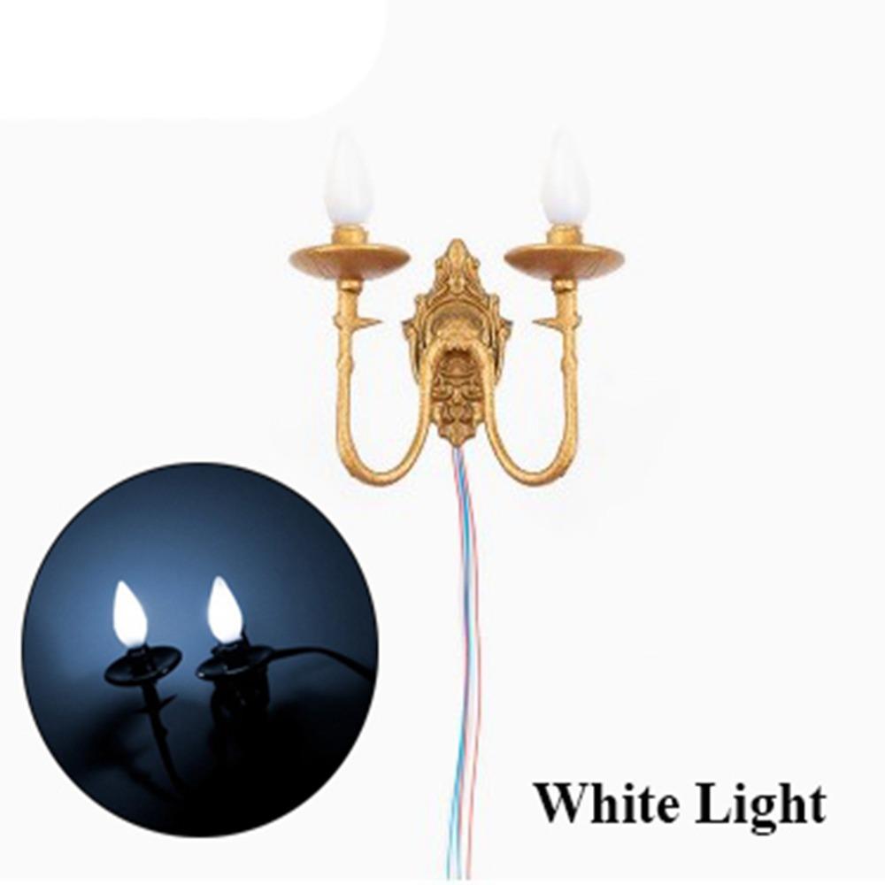 New 2.5*2.7cm Dollhouse Wall Lamp ABS Metal Material 3V White/Warm Light Model Doll House Garden Decor Sand Table Chandelier