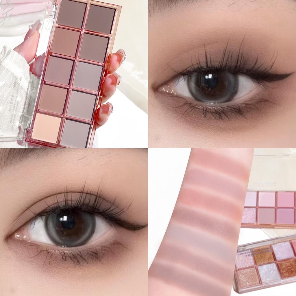 Eyeshadow Palette Including Matte and Shimmering Glitter Options in Brown, Golden, Nude, Purple, and Silvery, Ideal for Festival Makeup