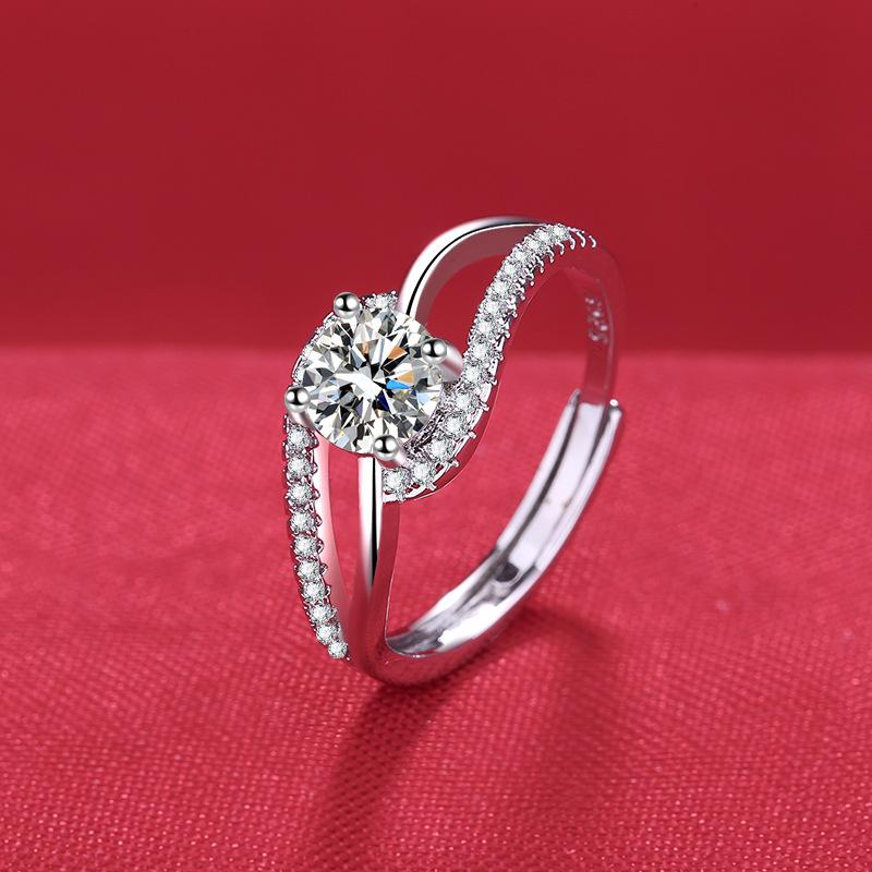 925 Silver Ring Heart AAA Zircon Open Adjustable Engagement For Women Wedding Fashion Jewelry Party Gifts