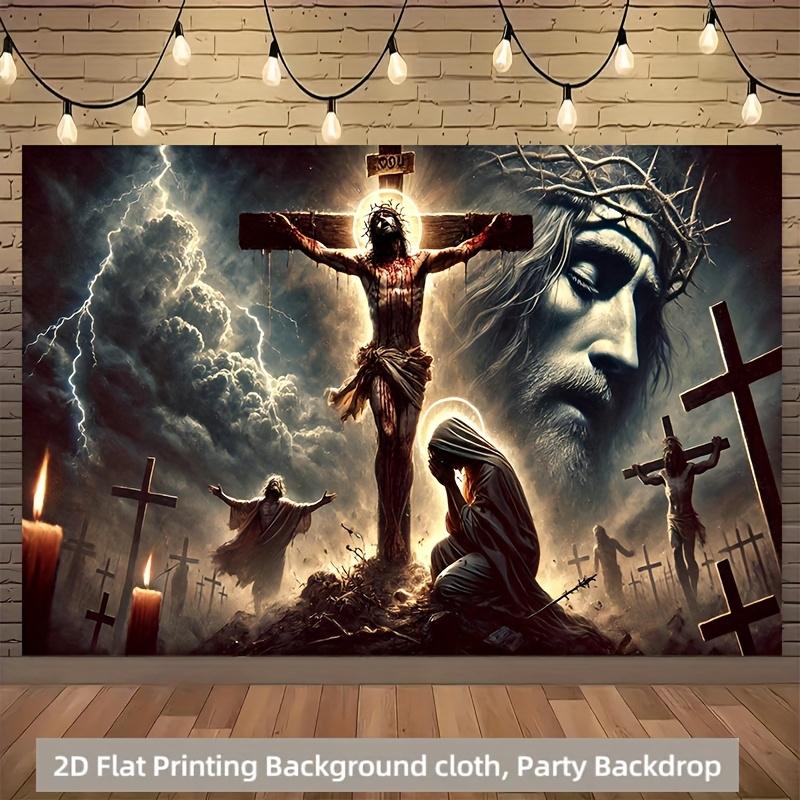 1 piece, 2D flat design, Christ's Passion and Mourning theme, suitable for parties, living room, bedroom, office, wsj