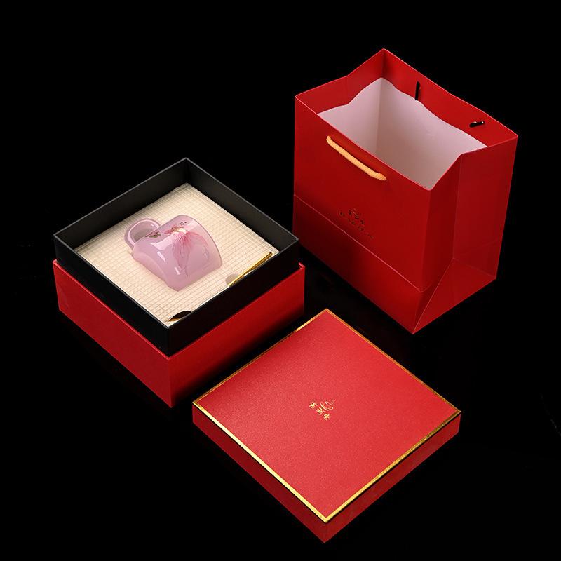 Women's Glass Coffee Cup Personal Tea Cup Glass Water Cup Portable Mug Gift Box Set with Spoon and Saucer