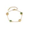 Korean-Style Four-Leaf Clover Sweet Drop Oil Bracelet, Light Luxury Titanium Steel with 18K Gold Plating