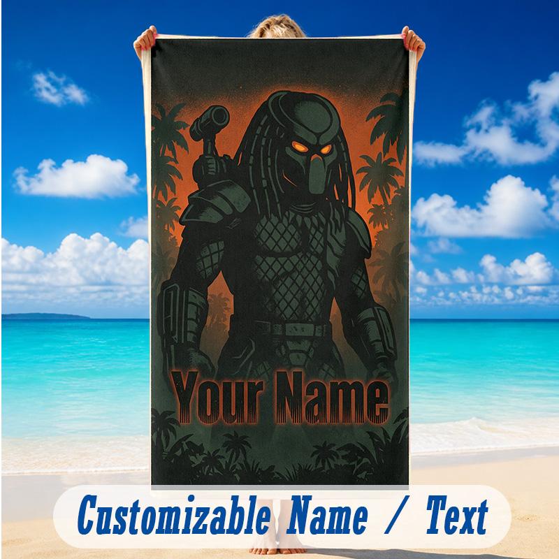 Beach Towel Custom Name Text, Quick Dry Large Towel For Beach HomePredator