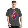 Music Note Graphic Funny Print Tshirt Loose Men's Clothing Oversized Tshirt New Fashion Streetwear Tops Polyester O-neck T Shirt