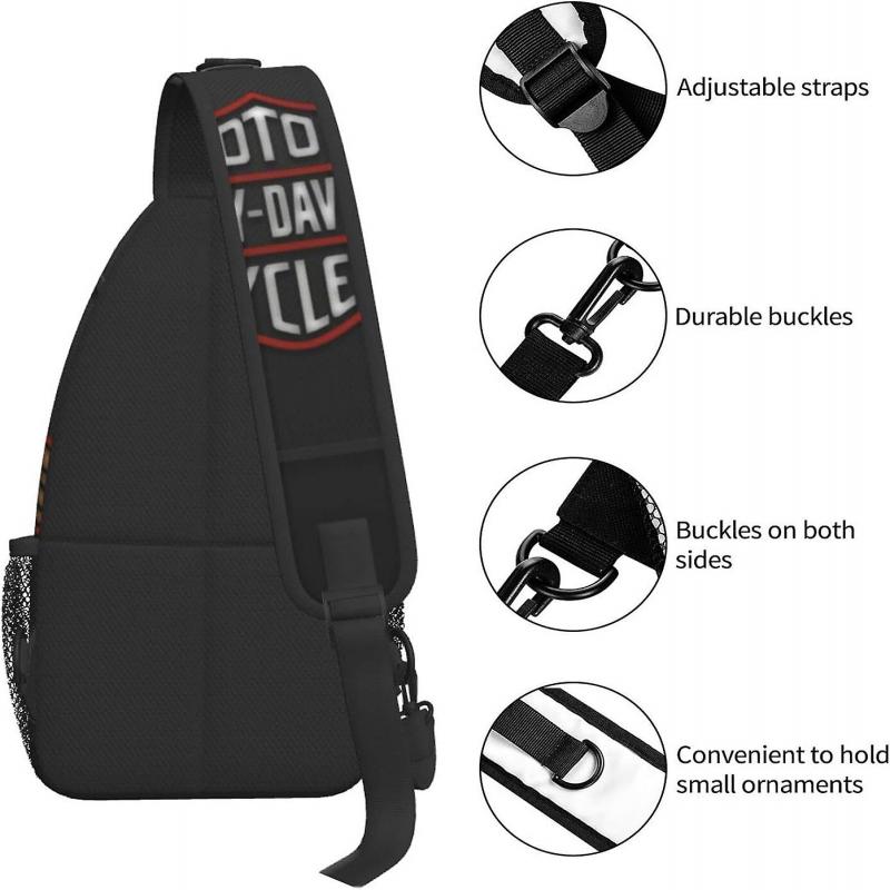 AU1709 Harley Davidson Sling Bag Pánská crossbody taška přes hrudník s držákem na láhev Ležérní crossbody taška na sport, cestování, turistiku, cyklistiku