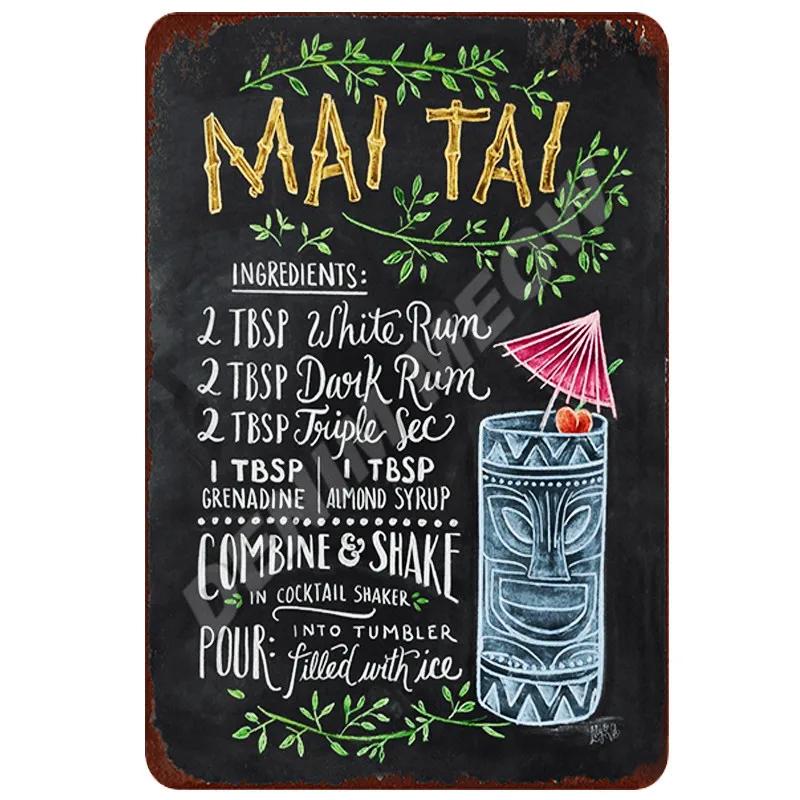 Cocktail Ingredients, Vintage Rum Punch Metal Plates, Mojito Metal Sign, Bloody Mary, Painting Wall Posters, Home Decor, WY50