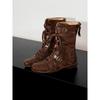 Cowhide Version~ Inner Height Increase 7cm Retro Leather Boxing Boots Women's Niche Belt Buckle Short Boots Rear Zipper Martin Boots