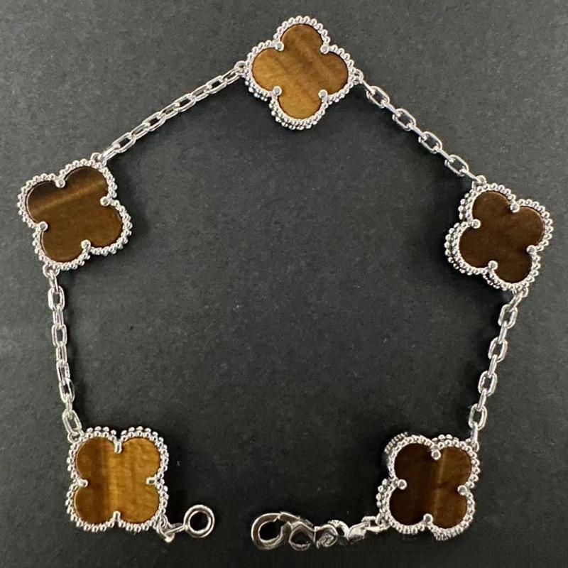 Exquisite Four-leaf Clover Bracelet for Women Five-flower Bracelet Double-sided Natural White Mother-of-pearl and Carnelian Bracelet