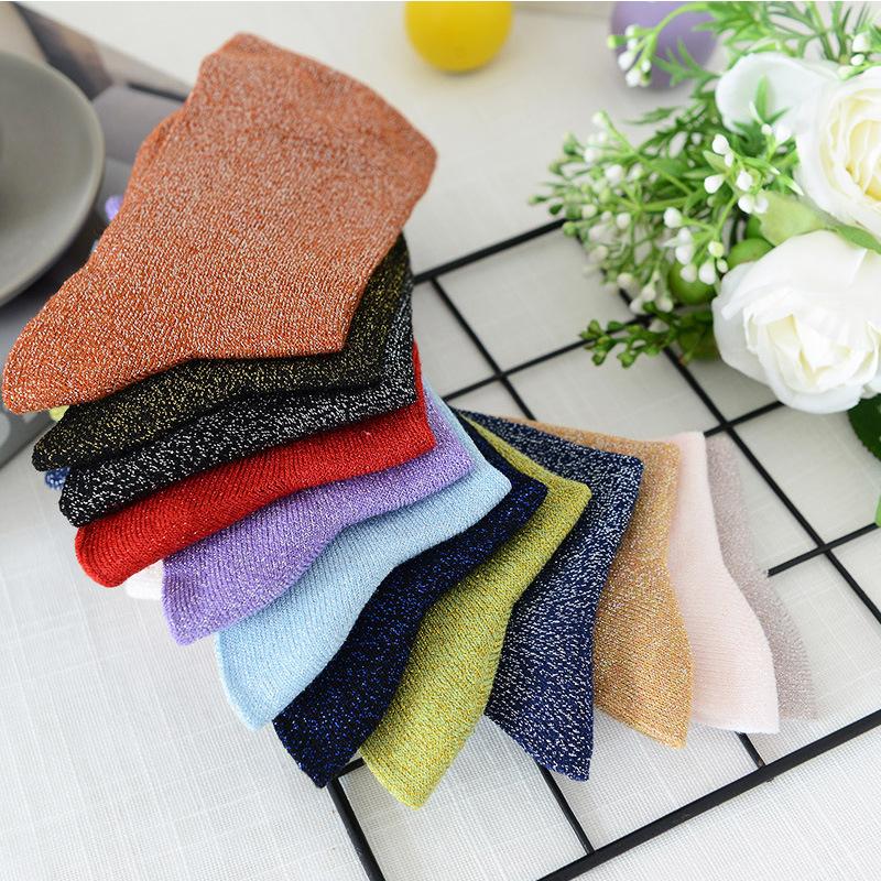 Bunte Sexy Glänzende Socken Koreanische Styles Goldene Silberne Seidenstrümpfe Luxuriöses Design Hohe Qualität Damenstrümpfe