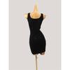 Western Style Sexy Square Collar Hollow-out Sleeveless Knitted Dress Women Autumn and Winter New Waist Hugging Slimming Sheath Vest Dress
