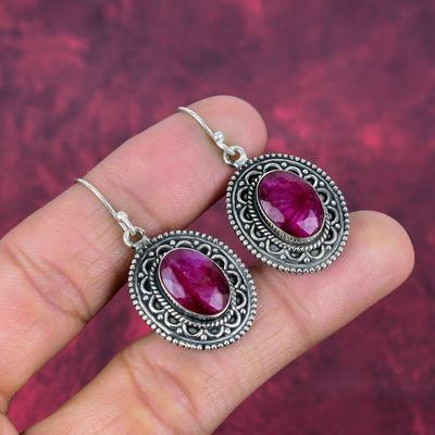 Pendientes de rubí, joyería de piedras preciosas, pendientes hechos a mano de plata de ley maciza 925, joyería de último diseño