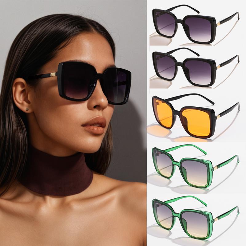 1/5pcs Sets Trendy Rectangle Sunglasses Big Frame Colorful Women Luxury Brand Driving Sunglasses UV400 Y2K Retro Sun Glasses