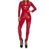 Women's  Leather Bodysuit Latex Overall Catsuit Sexy Jumpsuit Full Body Suit Long Sleeve Body Leggings Erotic Lingerie Clubwear