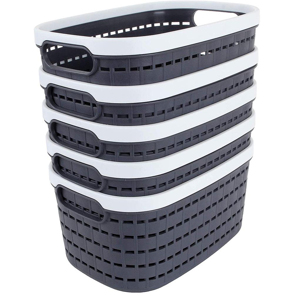 T02C!5 Pcs Storage Basket,Portable Oval Kitchen Refrigerator Basket,Desktop Storage Boxes For Kitchen,Bathroom&Cabinet серый