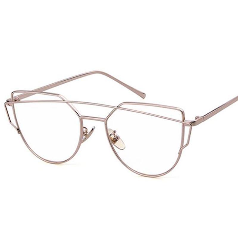 Metal Cat Eye Frame Myopia Eyeglasses Women Clear Lens Transparent Female Anti-Blue Light Glasses Prescription Minus 0 -2 -3 -6