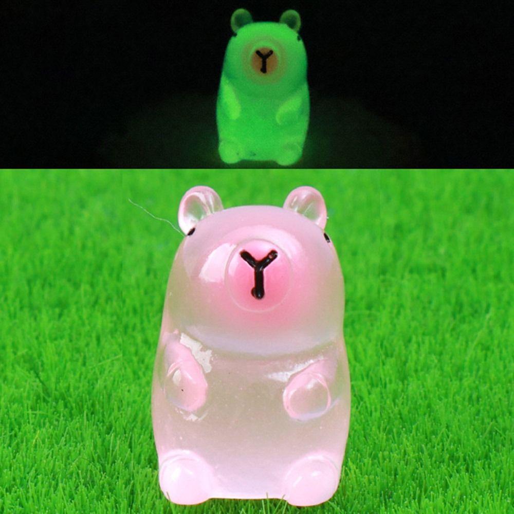 

Милая мультяшная статуэтка капибары из смолы, подарок для кукольного домика, миниатюрные фигурки капибары, бонсай, животные, модель, фигурка животных розовый