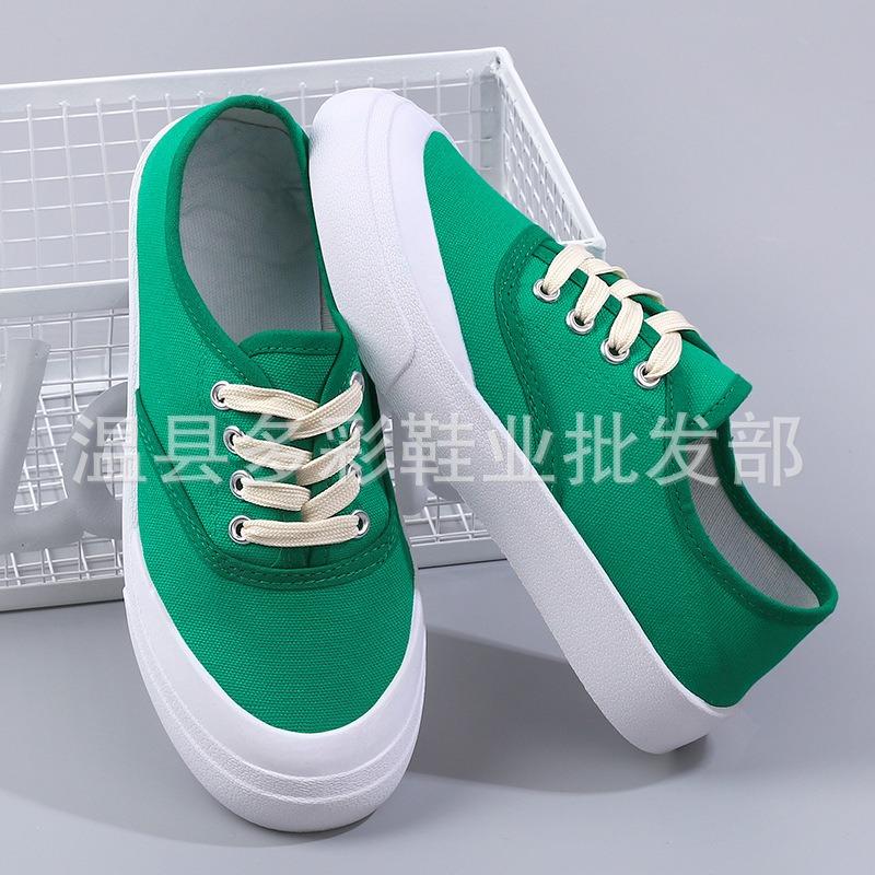 Canvas shoes female student casual baseplate shoes female student lace-up platform shoes