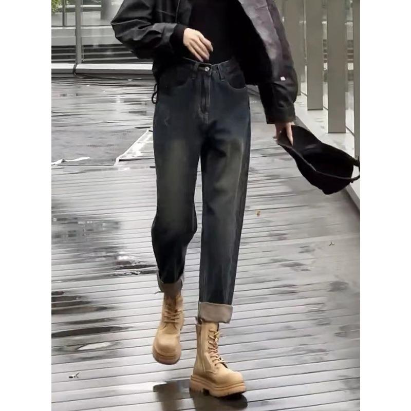 Plus-size Stretch Harlan Fleece Jeans for Women Winter