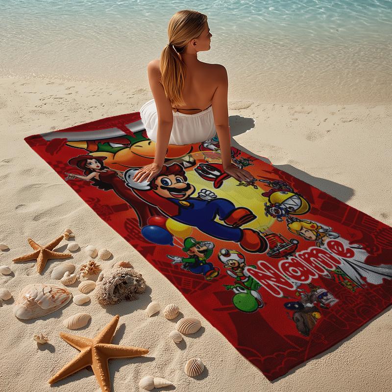 Mario Luigi Custom Name Soft Beach Towel Outdoor Vacation Beach Towel Outdoor Blanket Beach Towel Portable For Travel Beach