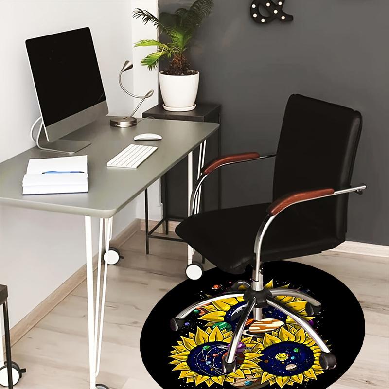 

1pc Office Carpet Chair Mats Sunflower Galaxy Perfect for Decorating Office Chairs, Living Rooms, Or Bedrooms 80cm