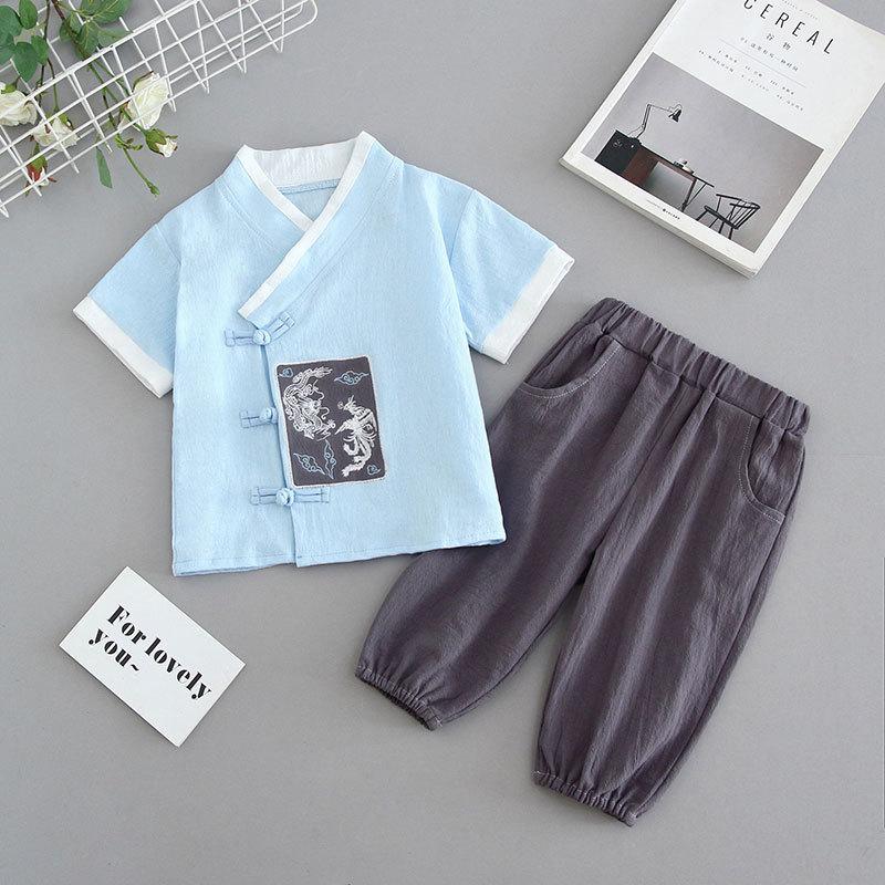 

Недельное платье Детский летний костюм в китайском стиле для детей Китайский костюм для мальчиков на неделю Янь Тан для девочек Национальный костюм Ханьфу 110