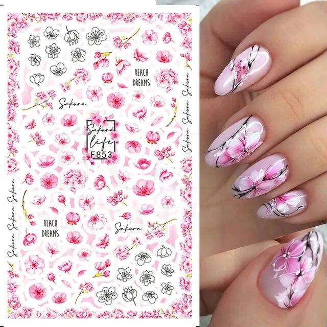 3D lepidlo Květiny Nálepka na nehty Tulipán Okvětní lístky Javor Růže DlY Voděodolné Obtisky na nehty Doplňky pro zdobení nehtů Dekorace na nehty