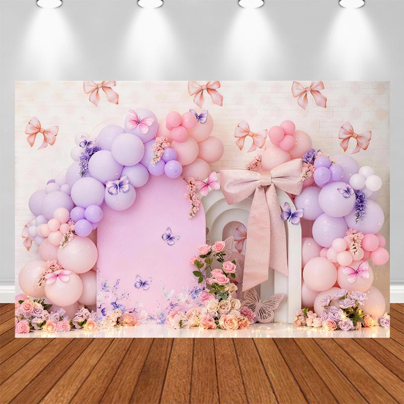 LS Floral Blooming Backgrounds Cake Smash Kids Adult Photography Props Child Baby Butterfly Balloons Decors Photo Backdrops