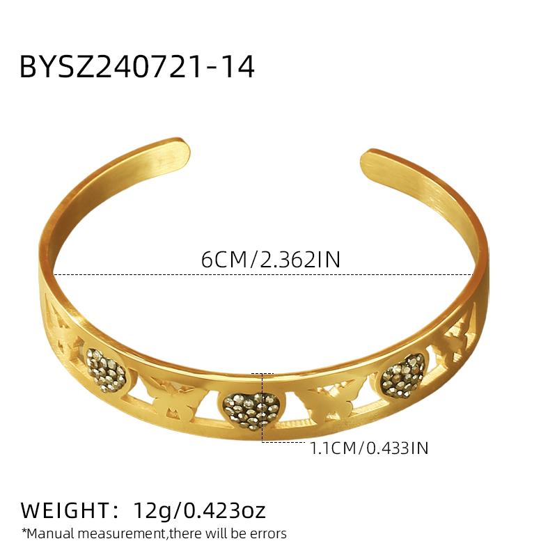 Fashion Delicate Stainless Steel Cubic Zirconia Heart Square Charm Bracelet Gold Plated Bangles Bracelets for Women Zircon