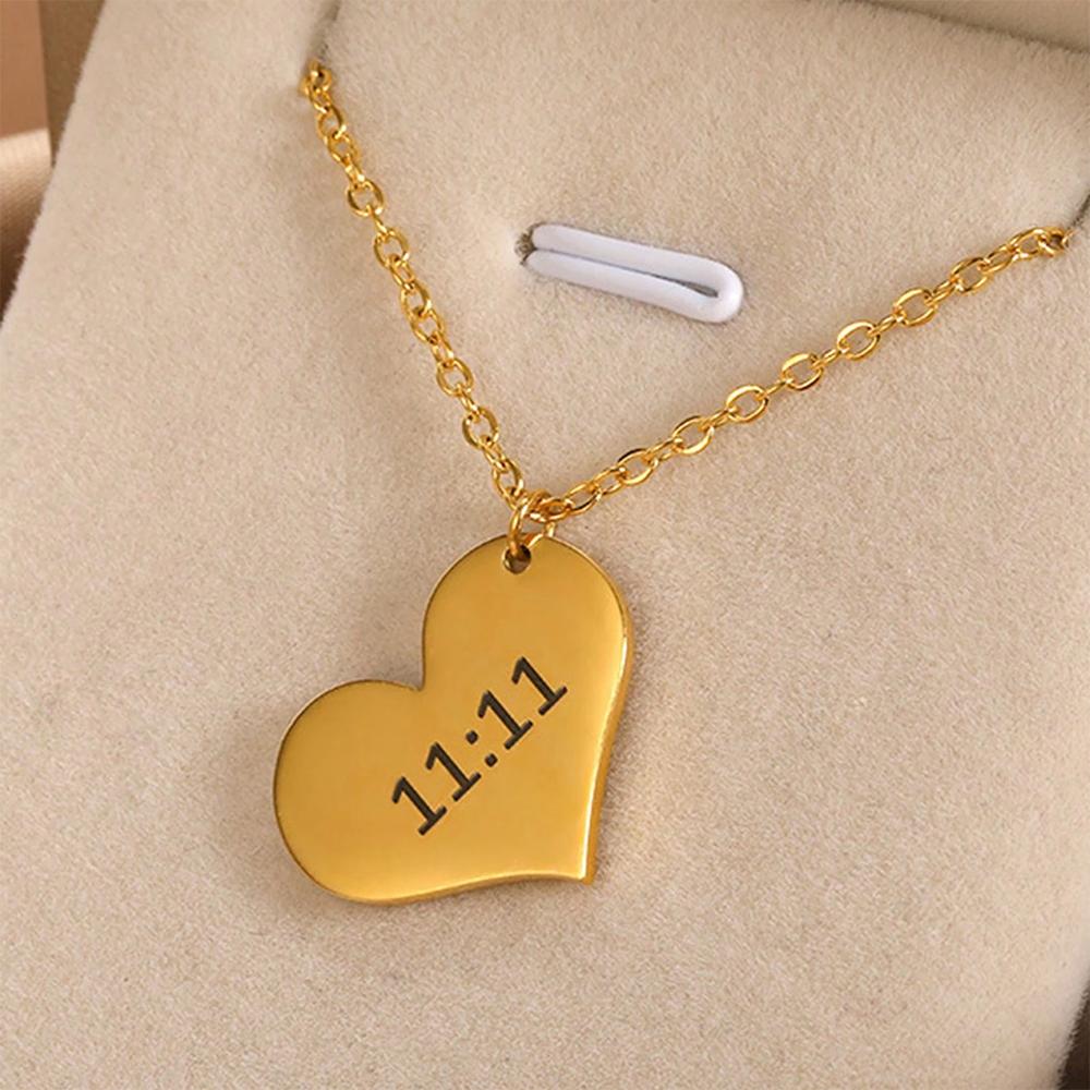 Elegant Angel Number 1111 Pendant Necklace Women Exquisite Gold Color Stainless Steel Waterproof Charm Lucky Jewelry Birthday