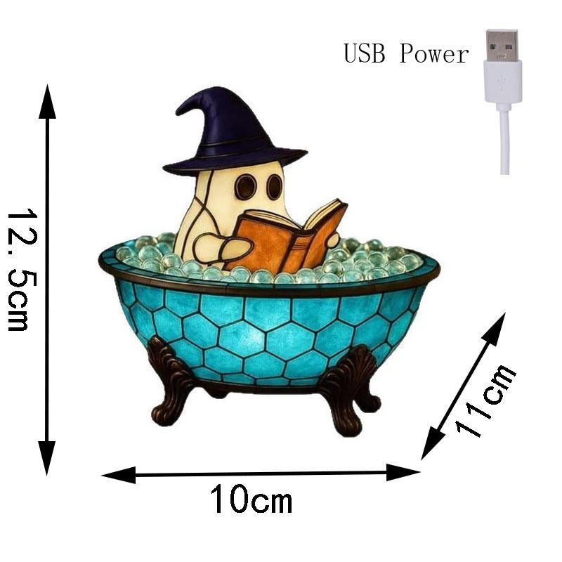New Ghost Bubble Bath Light Halloween Ghost Night Light Color Changing Atmosphere Light Halloween Gift Ghost Bathtub Ornament