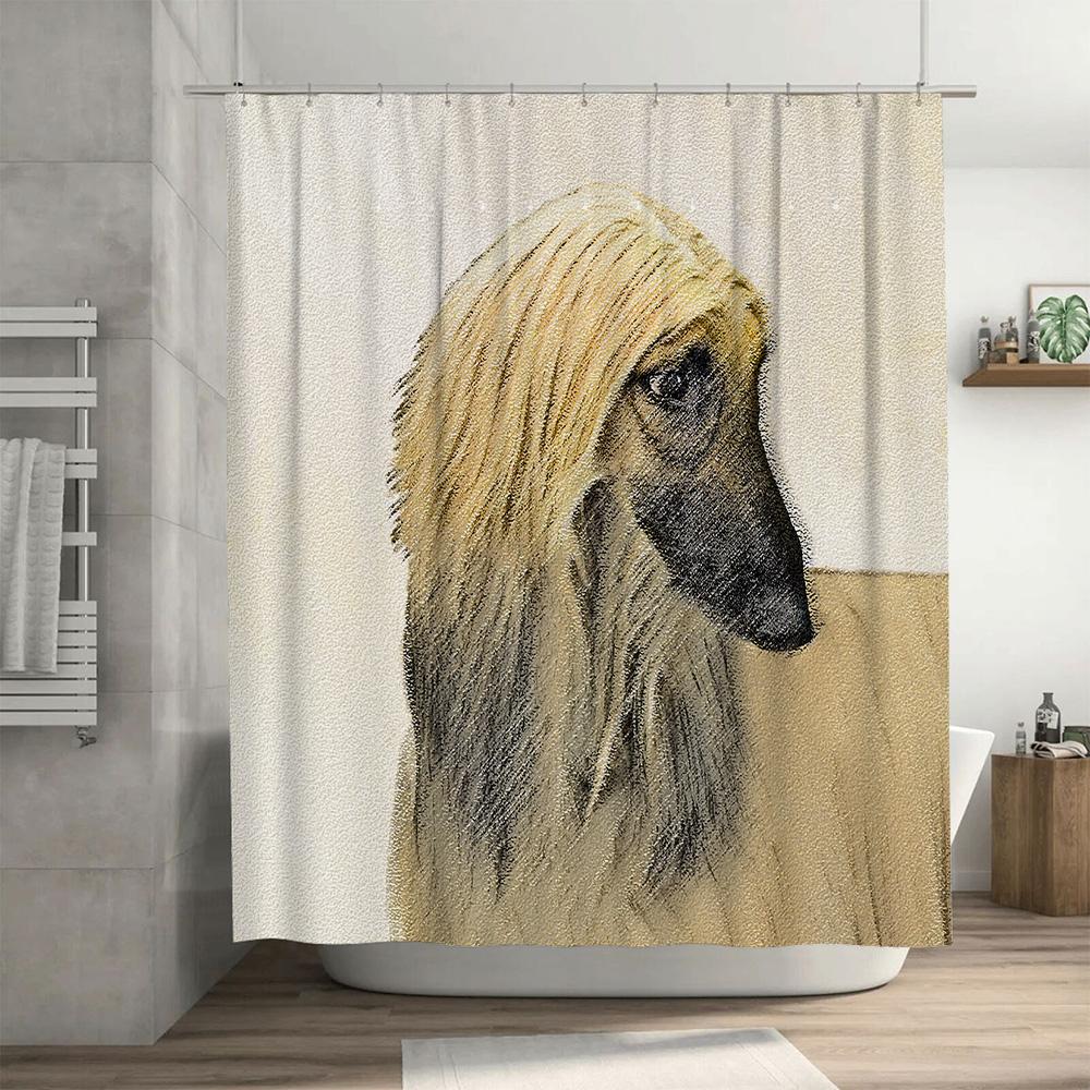 High-Quality Artistic Shower Curtain Featuring a Soft-Pencil-Style Dog Portrait Ideal for Your Bathroom Décor