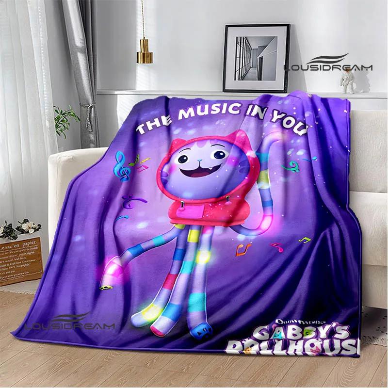 Gabby's Dollhouse Cute Anime Printed Blankets Picnic Blanket Flannel Warm Blanket Travel Blankets Bed Linings Birthday Gift