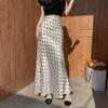 Satin Polka Dot Mermaid Skirt - Flowy Bodycon Midaxi High Waist Flattering Skirt for Women