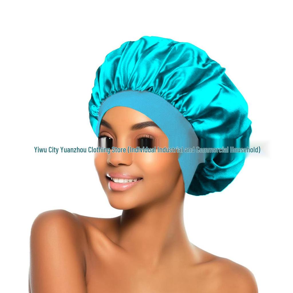 Women's Wide Brim Satin Sleep Cap – High Elasticity Hair Care Beauty Hat