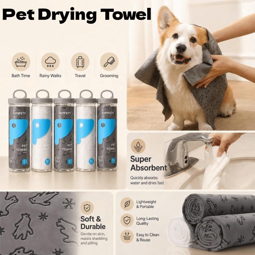 Synthetic Deerskin Absorbent Dog Towel 66x43cm Cat Bath Towel Pet Grooming Towel for Dogs and Cats
