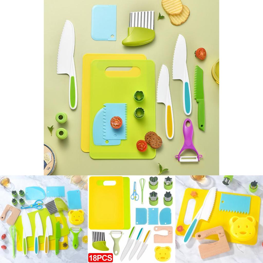 Safe And Durable Plastic Kids Kitchen Knife Set For Cutting Fruits And Vegetables 13 Piece Set