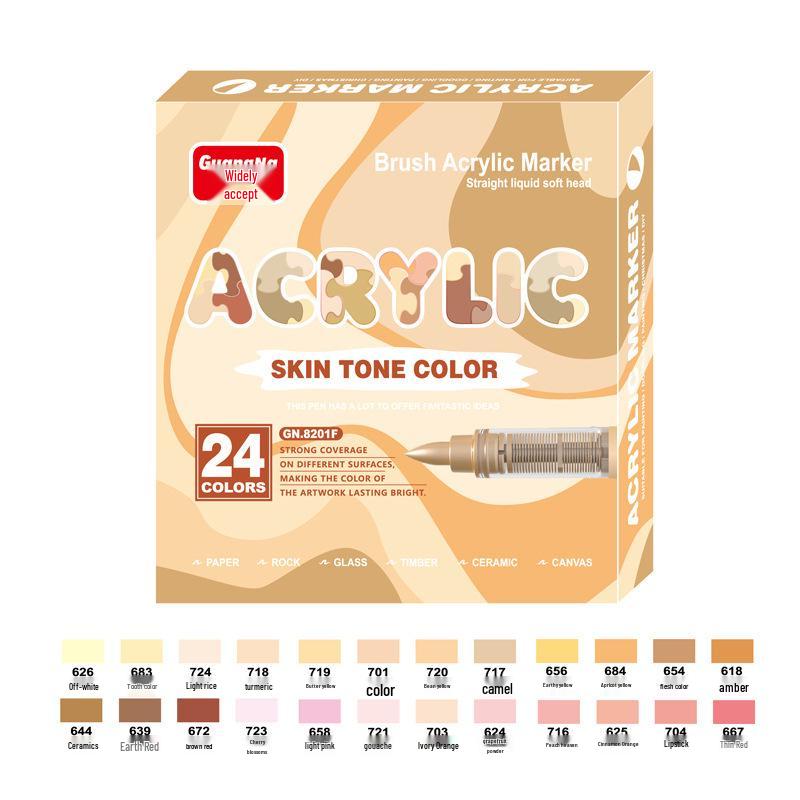 Guangna 8101 Liquid Acrylic Marker Pen Set - 168 Colors, 72 Soft Tips for Student Art, DIY, Hand Painting, and Graffiti.