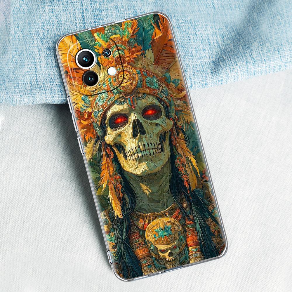 Phone Case For Xiaomi Mi 15 14 13 12 11 Lite 15T 13T 12T Pro Poco X7 X6 X5 Pro 5G X3 NFC F7 F6 F5 Clear Cover Grim Reaper Skull