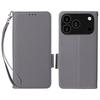For iPhone 17 Pro Case with Wrist Strap Litchi Texture PU Leather Wallet Phone Cover