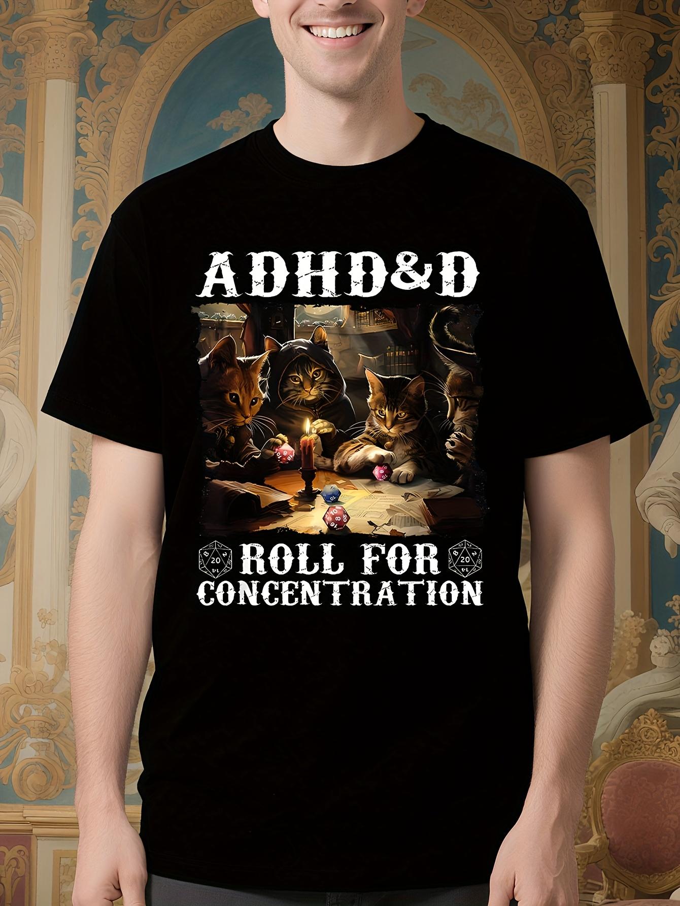 ADHDandD Tabletop RPG Gamer Tshirt - Retro Gaming Tee wit... L