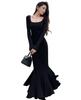 Roseelynn Long Elegant Beautiful Long Sleeves Women's Dress, Autumn/Winter, Sexy, Tight, Dress, Dress, Dress, Black,