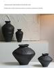Wabi-Sabi Black Pottery Jar: Zen-style Retro Ceramic Vase for Tea Rooms and Hotels