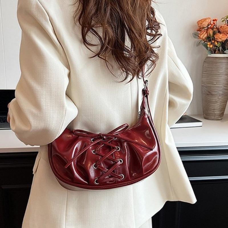 Niche Pleated Armpit Bag Ballet-style Bow Strap Women's Bag Shoulder Bag Texture Dumpling Bag