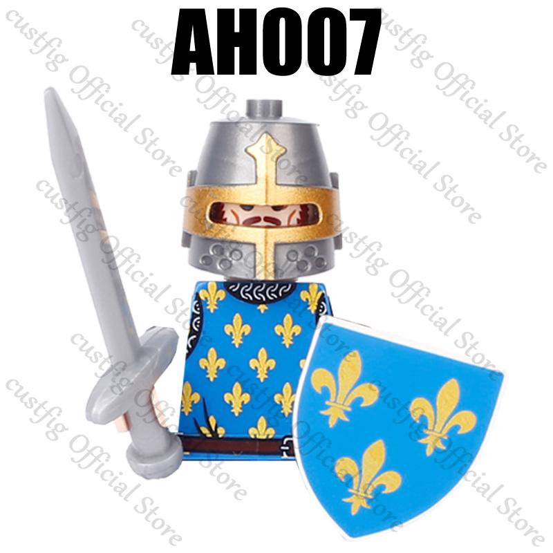 Mittelalterliche Militärsoldaten Figuren Bausteine Löwenherz Deutscher Ritter Waffe Infanterie Schild Helm Burg Hexe Steine Spielzeug