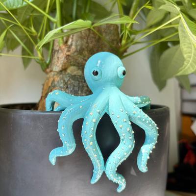 Flowerpot Pendant Blue Octopus Resin Decorative Hanging Planter Home Office Ocean Theme Desktop Decor