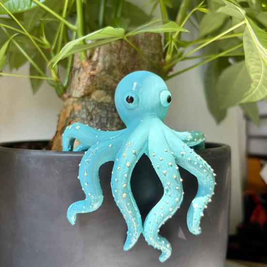 Yousheng Flowerpot Pendant Blue Octopus Resin Decorative Hanging Planter Home Office Ocean Theme Desktop Decor